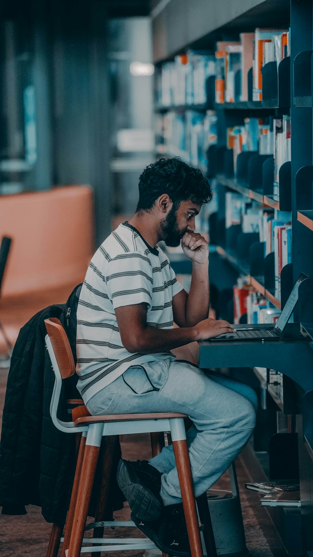 Student Studying in Library